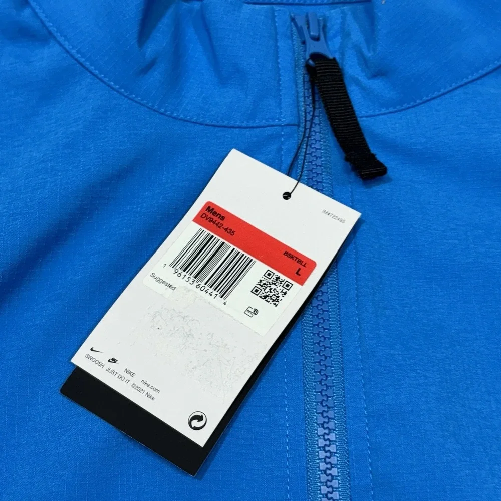 Nike DNA Just Do It Woven Basketball Full-Zip Jacket Mens L Oversized Blue $115